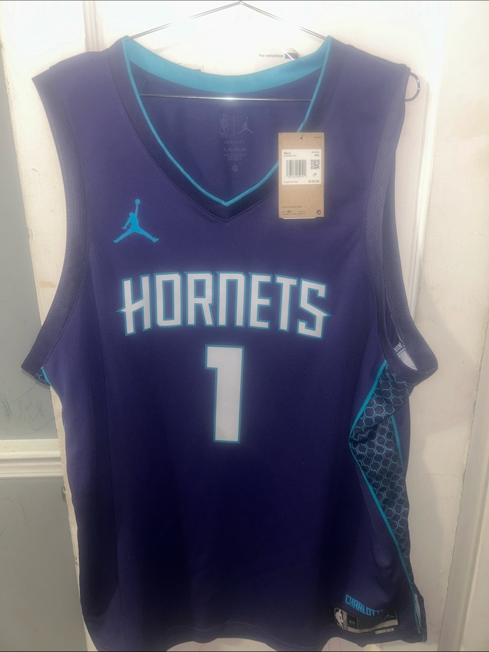 Jordan Purple Hornets Jersey with Teal Accents - #1